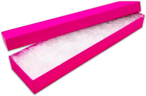 Miniatura 13 de The Display Guys - Paquete de 100 cajas de cartón de papel kraft rellenas de algodón #21 para joyas, cajas de regalo, color fucsia neón