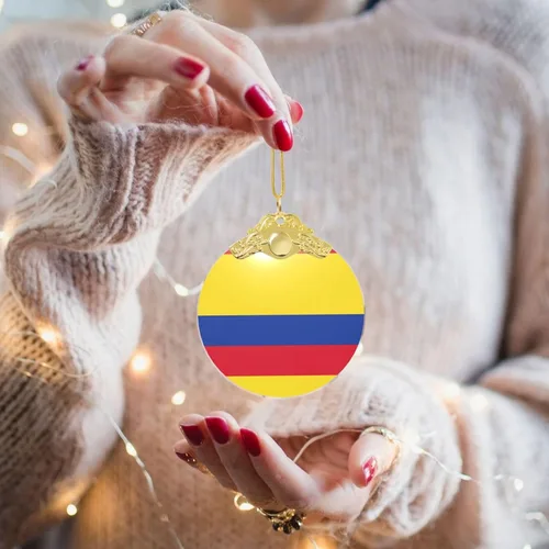 Miniatura 6 de Bandera de Colombia imprimir cristal redondo adorno de Navidad, colgante de cristal, decoración del árbol de Navidad o regalo