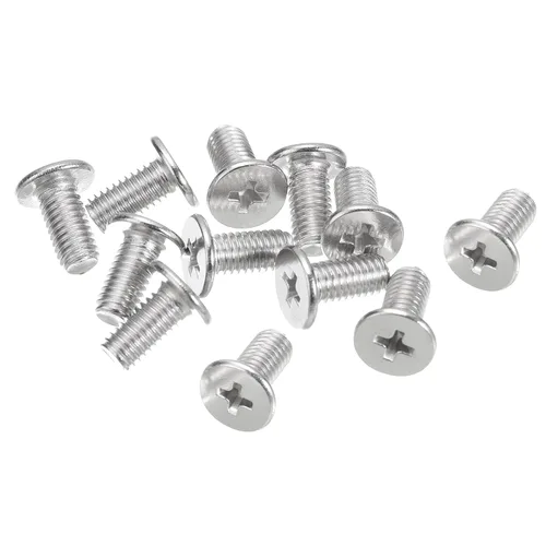 Miniatura 55 de Uxcell M1-0.25 x 2 mm 50 piezas Tornillos de cabeza plana redonda 304 de acero inoxidable Phillips Drive tornillos de máquina para fijación