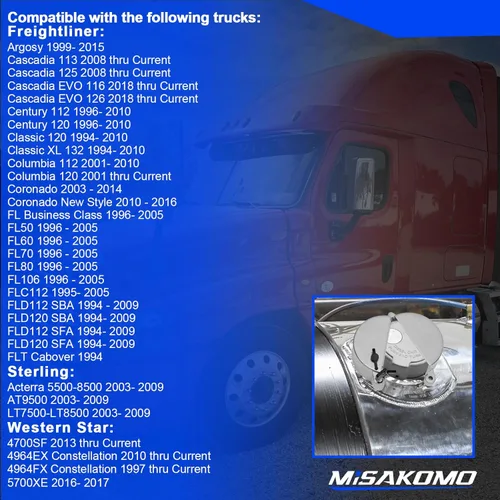 Miniatura 4 de Cubierta de Tapa de Combustible con Cierre para Camión Semirremolque Diésel de Zinc Compatible con Camiones Freightliner, Sterling y Western Star