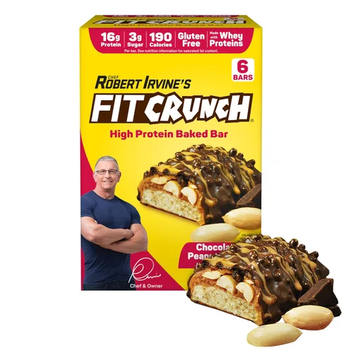 Miniatura 8 de FITCRUNCH Barras de proteínas tamaño aperitivo, diseñadas por Robert Irvine, la única barra horneada de 6 capas del mundo, solo 0.11 onzas de azúcar