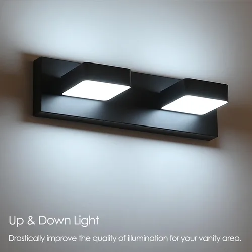 Miniatura 8 de Lámparas LED modernas de 2 luces LED para tocador de baño (15.5 pulgadas, blanco frío 6000 K), accesorios de iluminación de pared de baño