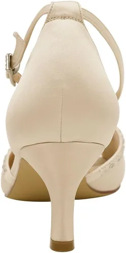 Miniatura 4 de ERIJUNOR Zapatos de baile de satén plisado con correa de tobillo y tacón bajo para mujer
