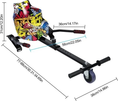 Miniatura 7 de Accesorio de asiento para aeropatinetas, accesorio de Go Kart para niños y adultos, apto para hoverboards de 6.5 a 10 pulgadas, accesorio