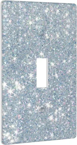 Miniatura 6 de Cubierta de Interruptor de Luz con Brillo Plateado para Placa de Pared, Cubiertas de Interruptor de Palanca Individual Bling, Cubiertas de Placa