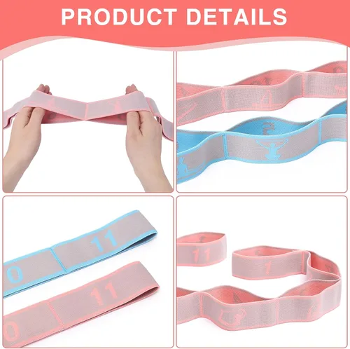 Miniatura 6 de Correa elástica de estiramiento para yoga con bucles, correas de estiramiento CEILIWEN para terapia física, banda elástica de estiramiento de 11