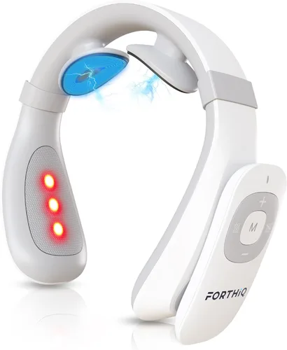 FORTHiQ Máquina TENS de cuello con calor, masajeador eléctrico de cuello para aliviar el dolor, masaje de tejido profundo de 15 niveles, portátil y