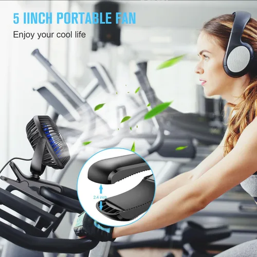 Miniatura 6 de BESKAR Ventilador de clip alimentado por USB, ventilador portátil de 6 pulgadas con cable, 3 velocidades de flujo de aire fuerte, ventilador pequeño