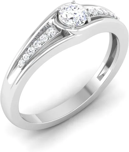 Miniatura 2 de IGI Certified 0.70Ctw Round Excellent Cut Lab Created Diamond Modern Channel Engagement Ring With Accent Stone In 14k White Yellow Rose Gold for
