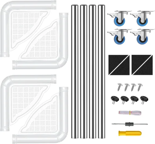 Miniatura 7 de SPACECARE Soporte para Mini Nevera Mueble Dolly Rodillo Móvil con 4 Ruedas con Seguro-Base Ajustable Soporte para Refrigerador Lavadora Carrito