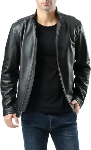 Miniatura 2 de BGSD Chaqueta de cuero para motocicleta urbana para hombre