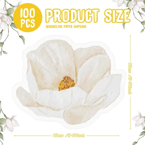Miniatura 2 de Kosiz 100 servilletas de papel florales en forma de flor de otoño, servilletas de cóctel florales para otoño, cumpleaños, fiesta en casa, Magnolia