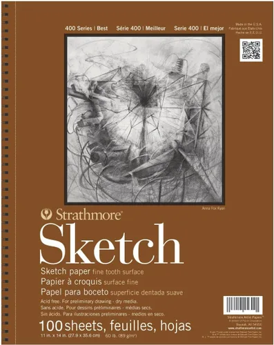 Strathmore Serie 400 - Bloc de bocetos, 11 x 14 pulgadas, 100 hojas - Cuaderno de bocetos para artistas para dibujo, ilustración, estudiantes de
