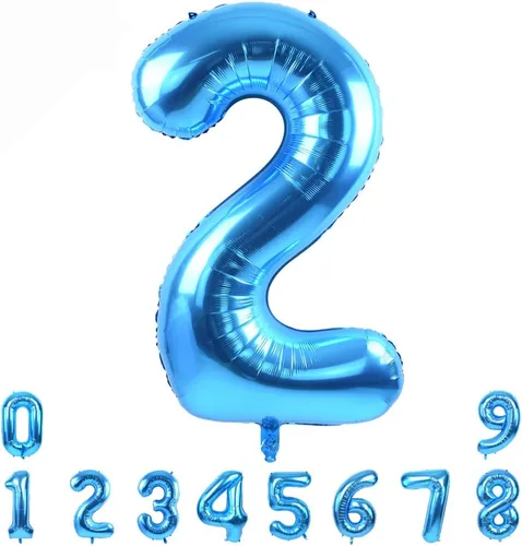 Miniatura 17 de TONIFUL Globo azul de números grandes de 40 pulgadas 0-9 de aluminio Mylar gran número 0 globo digital 0 para graduación 2026, fiesta de cumpleaños