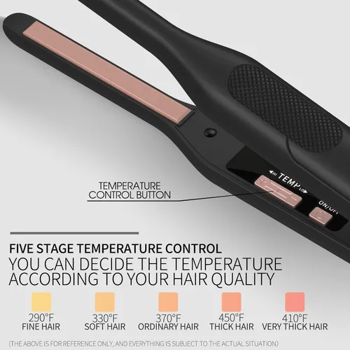 Miniatura 5 de K&K - Plancha plana mini para cabello corto de 3/10 pulgadas, alisador pequeño para cabello para Pixie y crema de barba, plancha cerámica para Negro