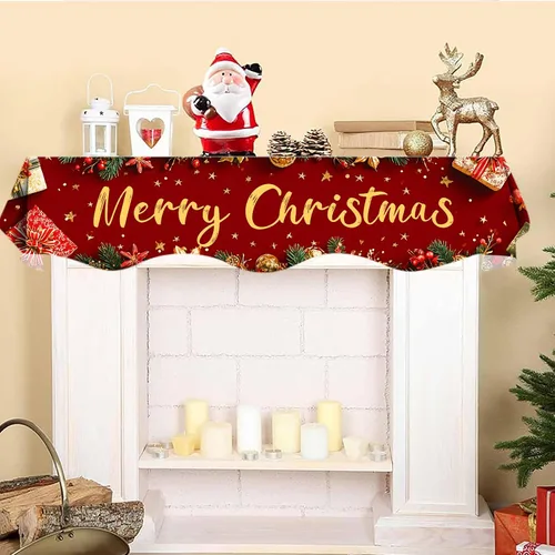 Miniatura 2 de NYZE Bufanda para Repisa de Chimenea Navideña 60 x 17 Pulgadas Cubierta Decorativa para Repisa de Chimenea de Navidad Camino de Mesa para Repisa