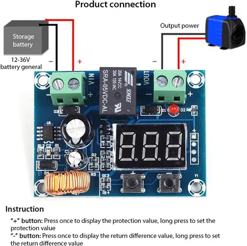 Miniatura 2 de Módulo de corte de bajo voltaje, módulo de protección de voltaje de 12V-36V CC, protector digital de bajo voltaje, interruptor de desconexión sobre