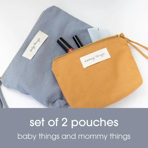 Miniatura 2 de Pearhead Mom Things and Baby Things - Juego de 2 bolsas de pañales esenciales para almacenamiento de pañales, bolsas neutras para cosméticos y Juego