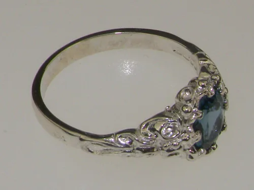 Miniatura 3 de Anillo de plata de ley 925 real de topacio azul para mujer