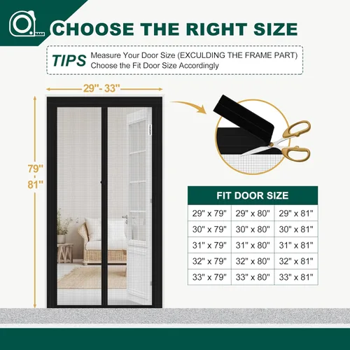 Miniatura 2 de HADOR Puerta con Malla Magnética Ajustable se Ajusta a Puertas de Ancho 29" - 33" Altura 79" - 81", Malla de Red para Puerta Resistente DIY