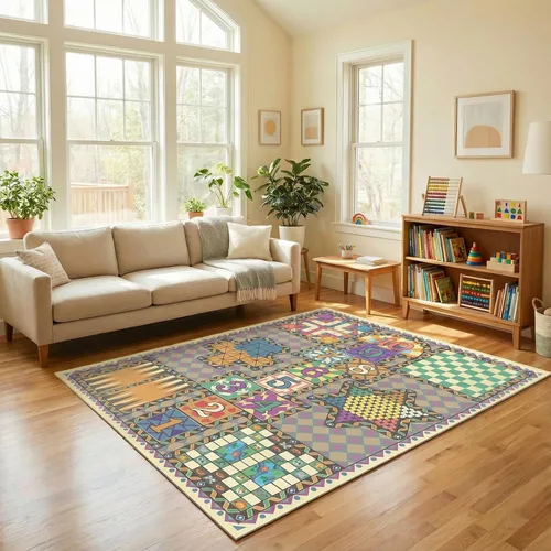 Miniatura 8 de Alfombra de juego para niños 7 en 1 y alfombra de sala de juegos, alfombra de guardería jumbo de 79 x 59 pulgadas, lavable a máquina y plegable, 7