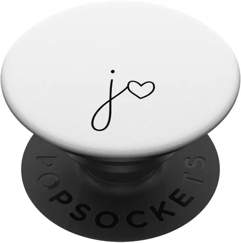 Letra inicial J letra J línea de corazón minimalista blanco PopSockets intercambiable PopGrip