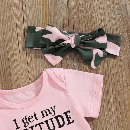 Miniatura 12 de Sejardin Ropa de verano para bebé y niña, recién nacida, manga corta, con letras, mameluco elástico con diadema