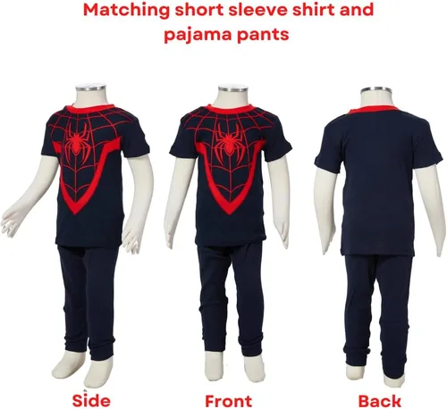 Miniatura 2 de Marvel Juego de pijama de Spiderman, ropa de dormir de 4 piezas para niños pequeños y niños pequeños, tallas 2T a 5T