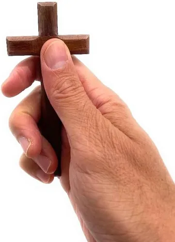 Miniatura 3 de St John the Baptist Orthodox Brotherhood Cruz de mano de madera simple y maciza, tamaño pequeño (pequeño)