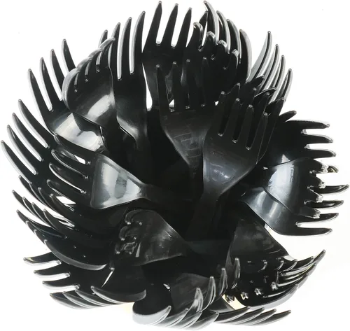 Miniatura 3 de Cubiertos de plástico desechables de peso pesado (tenedores - negro, 250)