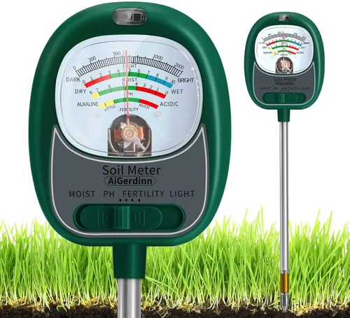 Probador de Suelo, Medidor de Humedad del Suelo/Medidor de pH del Suelo/Luz Solar/Fertilidad para Jardinería, Probador de pH de Suelo de Dial