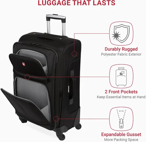 Miniatura 132 de SwissGear - Equipaje suave expandible Sion con ruedas, Negro