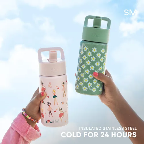 Miniatura 4 de Simple Modern Botella de agua para niños con tapa con pajilla, vaso aislado de acero inoxidable de 14 onzas para niños y a prueba de derrames
