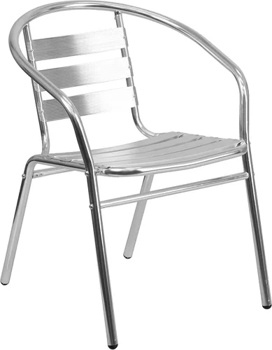 Miniatura 4 de Flash Furniture Juego de mesa cuadrada de aluminio para interiores y exteriores de 23.5 pulgadas con 2 sillas traseras de listones