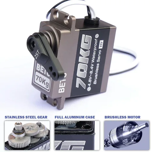 Miniatura 4 de 154.3 lbs Servo, servo sin escobillas de alto par, servo Waterpoof compatible con 1/5,1/6, 1/8, 1/10 RC coche/robot/barco
