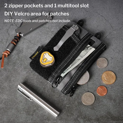 Miniatura 4 de VIPERADE VE18-S Bolsa pequeña EDC, organizador de bolsillo EDC mini para hombres, organizador de bolsillo EDC, bolsa multiherramienta con 3 ranuras