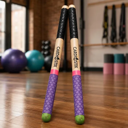Miniatura 11 de CardioStix Paquete de 8.5 oz de baquetas de batería cardio de doble agarre de mayor peso (1 PAR) Premium de madera de nogal americano Batería