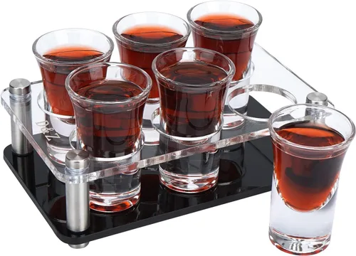 Miniatura 8 de D&Z Vasos de chupito de 1 onza con soporte, juego de 12 vasos de chupito de base pesada, fácil de transportar sin derrames, recipientes para beber