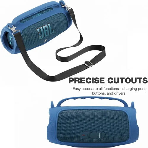 Miniatura 2 de Funda de silicona compatible con altavoz Bluetooth portátil impermeable JBL Charge 5 (azul)