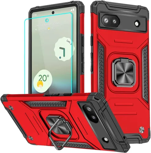 Miniatura 7 de HNHYGETE Funda para Pixel 6a con protector de pantalla HD, soporte giratorio de grado militar de 360° (resistente) a prueba de golpes para Google