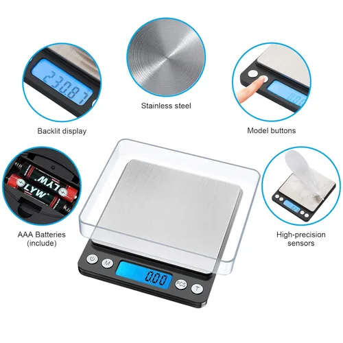 Miniatura 4 de GRIFEMA GA2003 - Báscula digital de bolsillo (17.64 oz/0.00 oz), báscula digital de cocina, básculas de joyería de alta precisión con pantalla LCD
