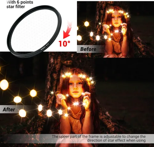 Miniatura 6 de PROfezzion Kit de filtro de estrella de 2.835 in, 3 piezas de filtro Starburst ajustable para Nikon Z6 Z6II Z7 Z7II con lente Z 0.945-2.756 in f4