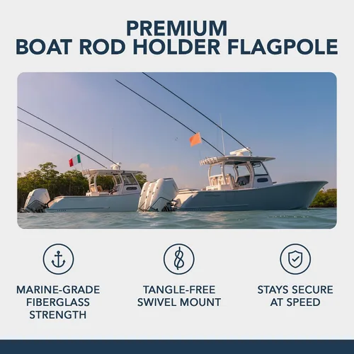 Miniatura 2 de South Wind Designs Soporte para caña de barco con soportes giratorios, kit de asta de bandera premium con soportes giratorios para lanzacohetes