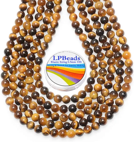 Miniatura 38 de LPBeads 100 piezas de cuentas sueltas de jade blanco natural pulido de 8 mm y redondo con cordón elástico para hacer joyas y pulseras Jade blanco