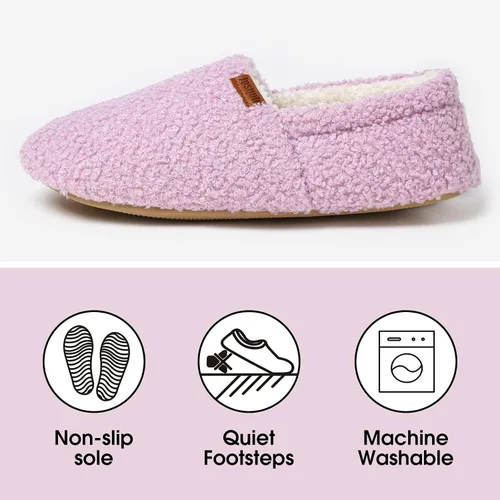 Miniatura 5 de Josijoli Pantuflas de espuma viscoelástica de piel rizada para mujer, pantuflas cerradas para interiores y exteriores