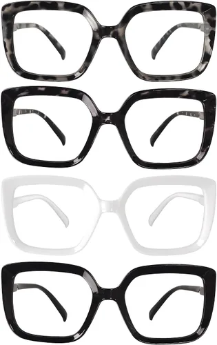 Eyekepper Gafas de lectura para mujer, paquete de 4 lentes de lectura de marco grande, de gran tamaño