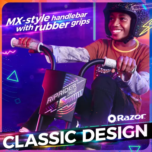 Miniatura 8 de Razor RipRider 360 Lightshow – Triciclo con ruedas traseras y con luces multicolor activadas por movimiento, triciclo de tres ruedas para derivar