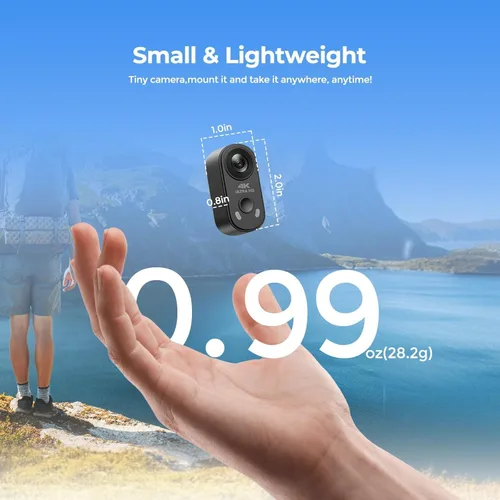 Miniatura 8 de Cámara POV 4K con WiFi, mini cámara corporal con tarjeta de 64 GB, estuche cargador, estabilización EIS, montaje magnético, cámara de acción de gran