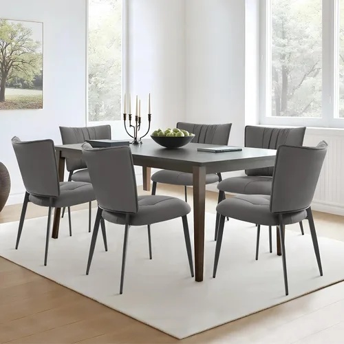 Miniatura 12 de Lamberia Juego de 4 sillas de comedor modernas de mediados de siglo, cómodas sillas tapizadas de piel sintética para cocina, comedor, color blanco