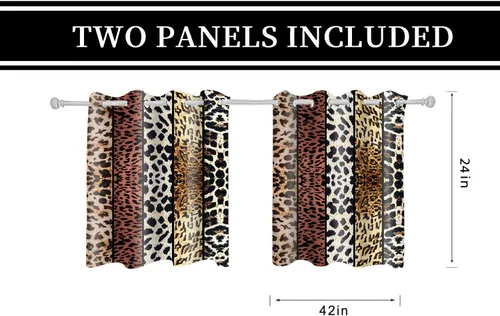 Miniatura 2 de Cortina opaca con estampado de animales salvajes, para oscurecer la habitación, con aislamiento térmico, con ojales para sala, comedor, dormitorio